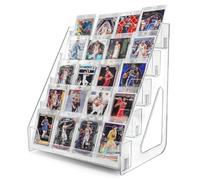 Trading Card Display Stand, 5 Tier Acrylic Holder For Sports Graded Cards | Clear Display Case for Card Collection & Show, Easy Snap-On