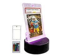 Trading Card Light Up Base with 35Pt PSA Magnetic Graded Card,LED Light Display Base for PSA Graded Card,35Pt Magnetic Card,Top Loaders,16 LED Colors,Light Up Card Sleeve Display Stand (1, Black)