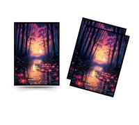 Trading Card Sleeves - 100 Count - Glossy Art Back & Clear Front (66 x 92 mm) - Fits Standard Cards, MTG, Sports & Collector Decks - Twilight Lotus Grove