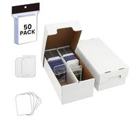 Trading Card Storage Box 3200-Count-Sports&Trading Card Organizer with Dividers& Supporters&Soft Sleeves,Fits Baseball,Football,MTG,Durable Cardboard Box,Archival Safe&Stackable Design (2-ROW, 2-PACK)