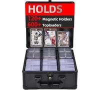 Trading Card Storage Box for Sports Cards, Toploader Case with 9 Dividers