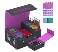 Trading Card Storage Box with Handle,MTG Deck Box Holds 2000+Cards with Commander Display,PU Leather Magnetic Playing Card Case with 24 Dividers&Dice Tray for TCG,Magic the Gathering,Sports Cards