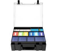 Trading Card Storage Case Holds 2400+，Deck Box Compatible with MTG/for PM TCG/ for Against Humanity/ for Toploader Cards, Fit for 3"×4" Plastic Card Sleeves and Dice with 6 Dividers(Holder Only)-Black