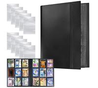 Trading Cards Album, 360 Side Loading Pocket Binder with 10 Pcs Card Sleeves, Game Card Storage Folder with Elastic Strap for Pokemon, 20 Pages, 18 Pockets Each Sheet (Double Sided)