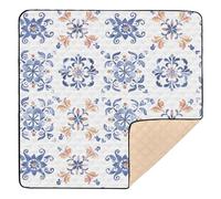 Tradition Floral Prints Pattern Baby Play Mat for Floor, 127x127 CM Playpen Mat,Thicken Soft Non-Slip Tummy Time Mat for Toddlers and Infants