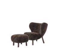 &Tradition Little Petra VB1 Exclusive Armchair Sheepskin Espresso/Dark Stained Oak Incl. ATD1 Pouf