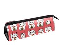 Tradition Maneki Neko Cats Pen Bag Stationery Pouch Pencil Bag Cosmetic Pouch Bag Compact Zipper Bag