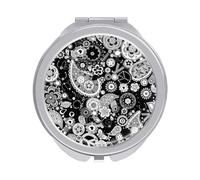 Tradition Paisley Peace Sign Black White Folding Make Up Mirror, Compact 2X/1X Magnification Mirror, Women Portable Travel Makeup Mirror 2.4 x 2.4 inch
