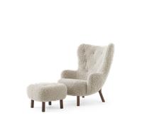 &Tradition Petra VB3 Armchair Sheepskin Moonlight/Oiled Walnut Incl. ATD1 Pouf