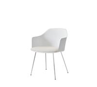 &Tradition Rely HW34 Dining Chair With Armrest Padded Seat White/ Chrome/ Karakorum 001