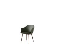 &Tradition Rely HW77 Dining Chair With Armrest Padded Seat Bronze Green/Lacquered Walnut/Vidar 0972