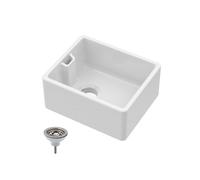 Traditional 1 Bowl Fireclay Compact Belfast Kitchen Sink & Basket Strainer Waste - 460mm
