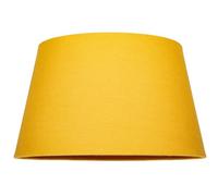 Traditional 14 Inch Ochre Mustard Linen Drum Table/Pendant Lampshade 60w Maximum | with Inner Cotton Fabric Lining | Reversible Gimbal by Happy Homewares