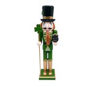 Traditional 15" Wood Irish Nutcracker Green Leaf Trooper Figure