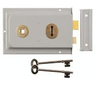 Traditional 1920s Victorian Style Rim Lock with Keys 150X100mm in 5 Finishes (Grey)