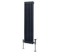 Traditional 2 Column Radiator 1500mm x 292mm Modern Central Heating Heater Matt Anthracite Grey Carbon Steel Vertical Wall Mounted Kitchen Living Room Bathroom Cleaning Brush Fixing Kit & Brackets Gre