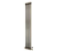 Traditional 2 Column Radiator 1800mm x 290mm & TRV Valves Modern Central Heating Heater Raw Metal Carbon Steel Horizontal Wall Mounted Kitchen Living Room Bathroom Cleaning Brush Fixing Kit & Brackets