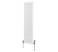 Traditional 2 Column Radiator 1800mm x 382mm Modern Central Heating Heater Gloss White Carbon Steel Vertical Wall Mounted Kitchen Living Room Bathroom Cleaning Brush Fixing Kit & Brackets White