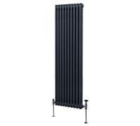 Traditional 2 Column Radiator 1800mm x 472mm Modern Central Heating Heater Matt Anthracite Grey Carbon Steel Vertical Wall Mounted Kitchen Living Room Bathroom Cleaning Brush Fixing Kit & Brackets Gre