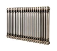 Traditional 2 Column Radiator 600mm x 1010mm Modern Central Heating Heater Raw Metal Carbon Steel Horizontal Wall Mounted Kitchen Living Room Bathroom Free Cleaning Brush Fixing Kit & Brackets
