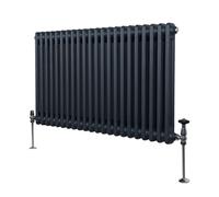 Traditional 2 Column Radiator 600mm x 1012mm Modern Central Heating Heater Matt Anthracite Grey Carbon Steel Horizontal Wall Mounted Kitchen Living Room Bathroom Cleaning Brush Fixing Kit & Brackets G