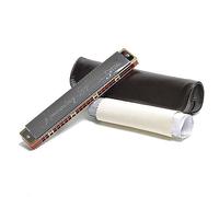 Traditional 24 Hole Dual Note Tremolo Harmonica Musical Instrument With Case Harmonicas for Beginners (Color : Key of A)