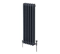 Monster Shop Traditional 3 Column Radiator 1500 X 292Mm Anthracite Grey, Grey