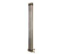 Traditional 3 Column Radiator 1800mm x 200mm & TRV Valves Modern Central Heating Heater Raw Metal Carbon Steel Vertical Wall Mounted Kitchen Living Room Bathroom Cleaning Brush Fixing Kit & Brackets