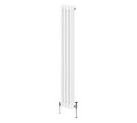 Traditional 3 Column Radiator 1800mm x 202mm Modern Central Heating Heater Gloss White Carbon Steel Vertical Wall Mounted Kitchen Living Room Bathroom Cleaning Brush Fixing Kit & Brackets White