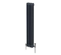 Traditional 3 Column Radiator 1800mm x 202mm Modern Central Heating Heater Matt Anthracite Grey Carbon Steel Vertical Wall Mounted Kitchen Living Room Bathroom Cleaning Brush Fixing Kit & Brackets Gre