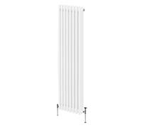 Traditional 3 Column Radiator 1800mm x 382mm Modern Central Heating Heater Gloss White Carbon Steel Vertical Wall Mounted Kitchen Living Room Bathroom Cleaning Brush Fixing Kit & Brackets White