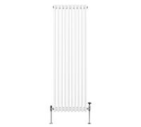 Traditional 3 Column Radiator 1800mm x 472mm Modern Central Heating Heater Gloss White Carbon Steel Vertical Wall Mounted Kitchen Living Room Bathroom Cleaning Brush Fixing Kit & Brackets