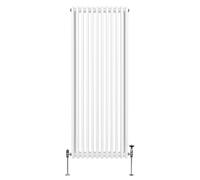 Traditional 3 Column Radiator 1800mm x 562mm Modern Central Heating Heater Gloss White Carbon Steel Vertical Wall Mounted Kitchen Living Room Bathroom Cleaning Brush Fixing Kit & Brackets