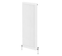 Traditional 3 Column Radiator 1800mm x 562mm Modern Central Heating Heater Gloss White Carbon Steel Vertical Wall Mounted Kitchen Living Room Bathroom Cleaning Brush Fixing Kit & Brackets White
