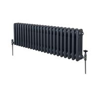 Traditional 3 Column Radiator 300mm x 1012mm Modern Central Heating Heater Anthracite Matt Grey Carbon Steel Horizontal Wall Mounted Kitchen Living Room Bathroom Cleaning Brush Fixing Kit & Brackets G