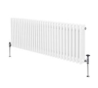 Traditional 3 Column Radiator 600mm x 1462mm Modern Central Heating Heater Gloss White Carbon Steel Horizontal Wall Mounted Kitchen Living Room Bathroom Cleaning Brush Fixing Kit & Brackets White
