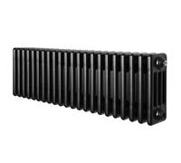 Traditional 4 Column Radiator 300mm x 1010mm Modern Central Heating Heater Matt Black Carbon Steel Horizontal Wall Mounted Kitchen Living Room Bathroom Cleaning Brush Fixing Kit & Brackets