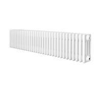 Traditional 4 Column Radiator 300mm x 1505mm Modern Central Heating Heater Gloss White Carbon Steel Horizontal Wall Mounted Kitchen Living Room Bathroom Cleaning Brush Fixing Kit & Brackets