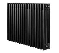 Traditional 4 Column Radiator 600mm x 785mm Modern Central Heating Heater Matt Black Carbon Steel Horizontal Wall Mounted Kitchen Living Room Bathroom Cleaning Brush Fixing Kit & Brackets