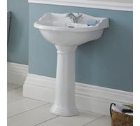 Old London Chancery Compact Basin and Full Pedestal | White | Vitreous China | 500mm