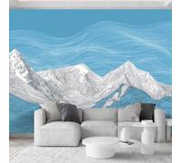 Traditional Abstract Snow Mountain Waves Photo Wallpaper, Light Blue Wallpaper Mural 200 x 140 cm Wall Paper for Bedroom Living Room - Non-Woven Wall Mural Poster Picture Room Decoration