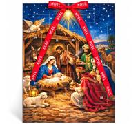 Traditional Advent Calendar 2026 Religious Xmas Nativity Scene 25 Windows | Follow the Nativity story over 25 days with pictures and narrated words telling the story of the birth of Jesus.