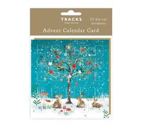 Traditional Advent Calendar Card - Rabbits Under Xmas Tree - No Chocolate