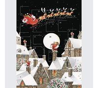 Traditional Advent Calendar Christmas Santa Sleigh Chimney Glitter Finish