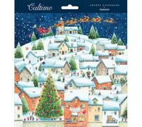 Traditional Advent Calendar Hillside Town Snow Xmas - 210mm x 210mm 24 Doors