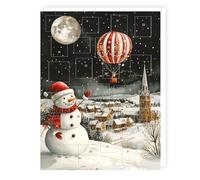 Traditional Advent Calendar Hot Air Balloon Snowman -24 Door Christmas Countdown