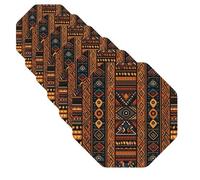 Traditional African Design Pattern Leather Coasters for Drinks Set of 6 Heat Resistant Bar Coaster Octagon Cup Mat Pad Cute Cup Coaster for Home Decor Gifts
