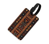 Traditional African Design Pattern Luggage Tag with Name ID Card Leather Waterproof Suitcase Tags Travel Accessories for Adult Women Men
