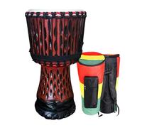 Traditional African drums are hand-carved with various patterns and are available in standard sizes of 12 inches. They are professional percussion instruments for beginners, do not require tuning, are