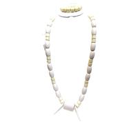 Traditional African Edo Igbo White Coral Beaded Necklace and Bracelet Set, Elephant-Tusk-Design, Nigerian Wedding Jewellery for Men Groom Party Wedding